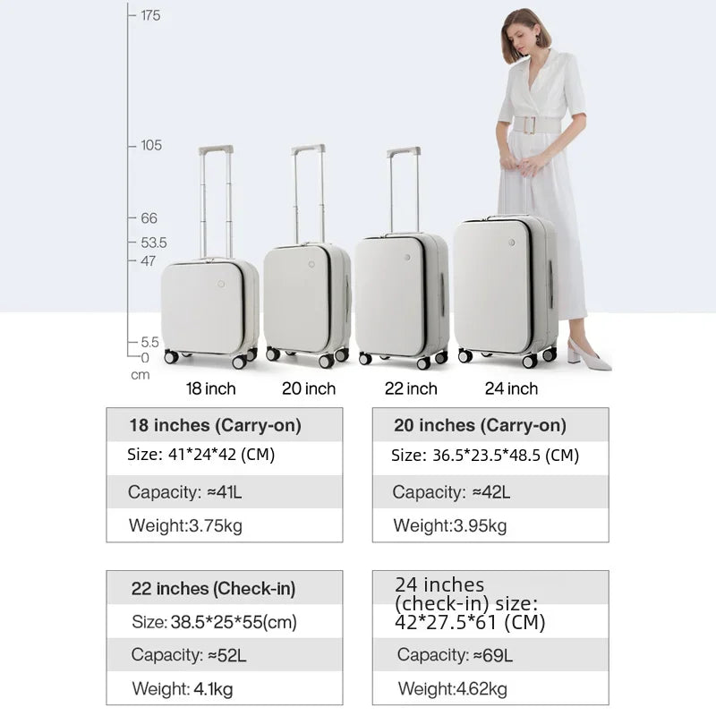 Aluminum Frame Carry On Rolling Luggage Suitcase