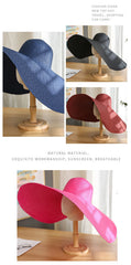 Summer Large Wide Brim Foldable Sun Hats For Women Oversized Sun Shade Hat Travel Straw Hat Lady UV Protection Beach Hat
