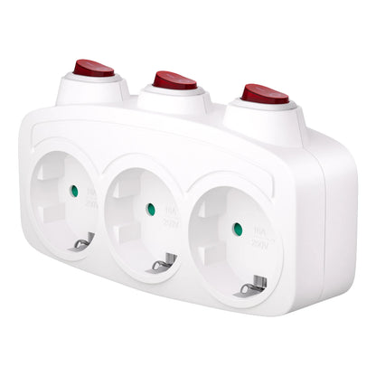 EU Schuko Multi Plug Power Adapter With Switch Outlet