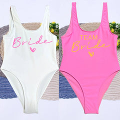 Women Bridal Bathing Suit Team Bride One-Piece Bachelorette Party Shower Hen Party Bridesmaid Swimsuit Girls Wedding Swimwear