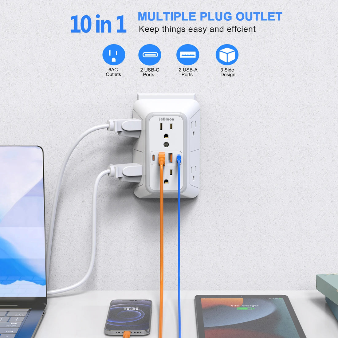 US Multi Socket Wall Outlet Power Strip With USB