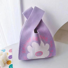 Internet Celebrity Hyunya Style Office Handbag Knitted Bucket Bag Wool Bag Souvenir Versatile Handbag Casual