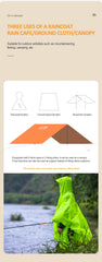 3 In 1 Waterproof Raincoat Lightweight Outdoor Hiking Rain Poncho Rain Jacket Cover Sun Shelter Camping Hiking Cycling Climbing