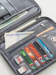 Travel Document Organizer - Waterproof Passport Holder with RFID Blocking, Multi-Card Slots & Zipper Pocket for Airplane/Train