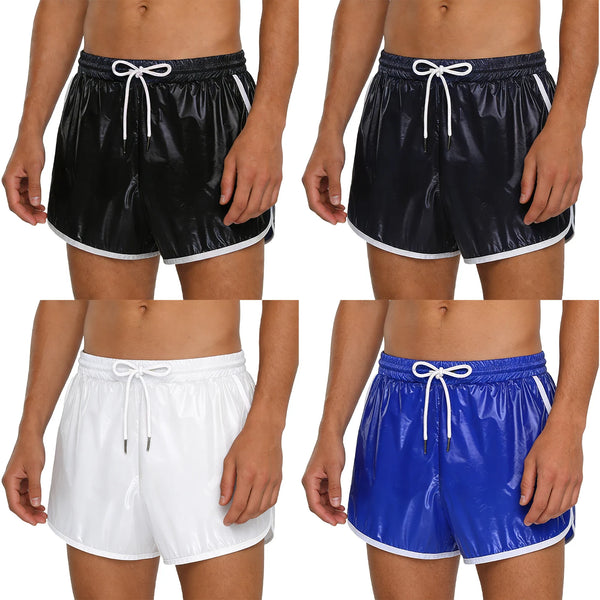 Mens Swimsuit Drawstring Seams Swim Shorts with Pockets Waterpoof Swimming Trunks Shorts Elastic Waistband Swimming Bathing Suit