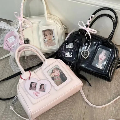 Compact K-pop crossbody bag for petite frames Stylish niche Boston pillow-shaped shoulder bag for women