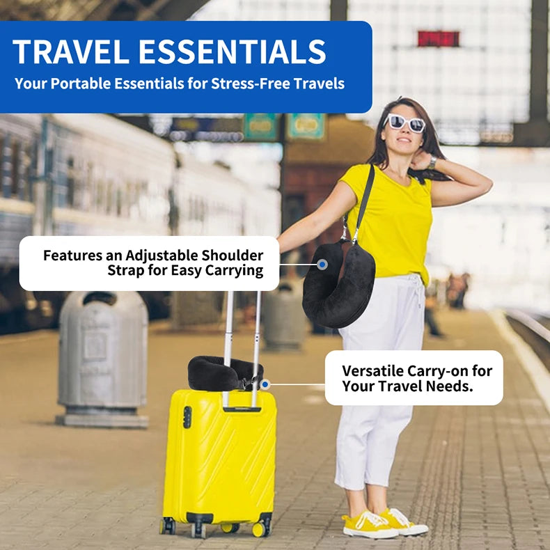 Travel Neck Pillow with Storage Bag for Airplane Travel