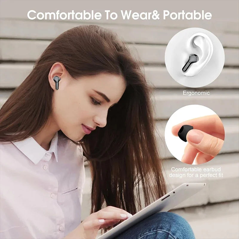 UYUXIO BT5.4 Wireless Ear Buds with LED Display HiFi Stereo Earbuds Headphones with IP7 Waterproof ENC Noise Cancelling Earphone