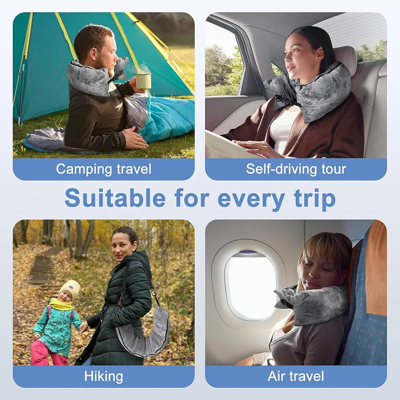 2 in 1 Travel Neck Pillow with Clothing Storage Bag
