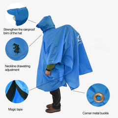 3 In 1 Waterproof Raincoat Lightweight Outdoor Hiking Rain Poncho Rain Jacket Cover Sun Shelter Camping Hiking Cycling Climbing