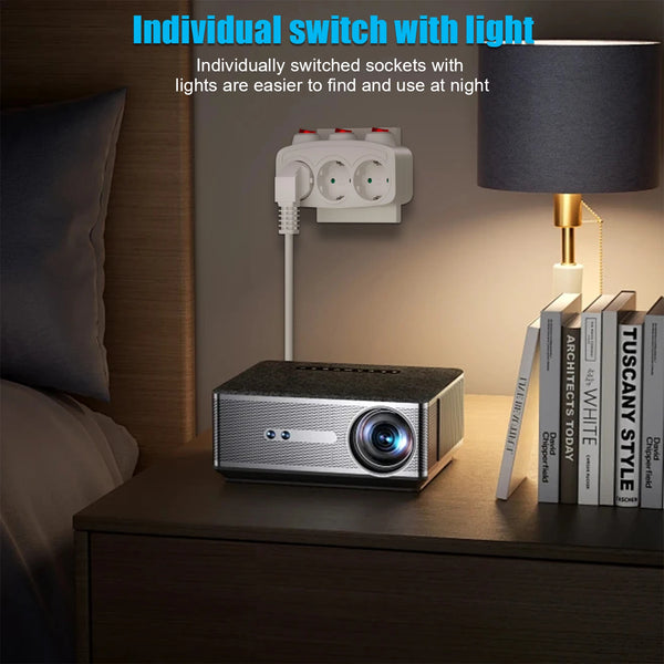 EU Electrical Sockets Extension Outlet With ON/OFF Switch Schuko Germany Standard Mulit Plug Wall Converter Power Adapter