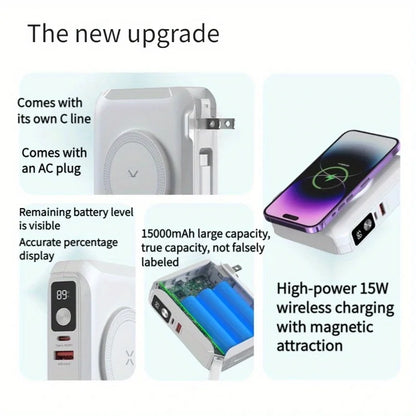 65W Magnetic Wireless Travel Charger Power Bank with Plug