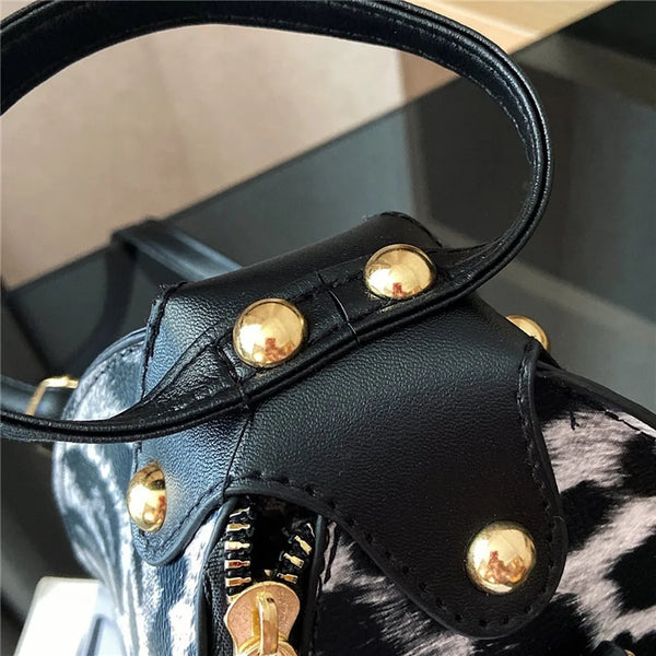 Fashion Women‘S Messenger Bag Creative Coin Purse Pu Leather Bag Trend Print Dumpling Shape Wallet Gift Shoulder Bags