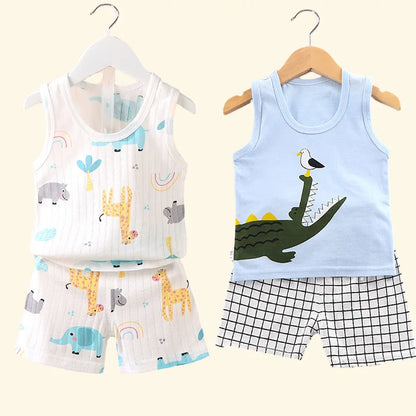 Kids Summer Vest Shorts Set Breathable Baby Clothing