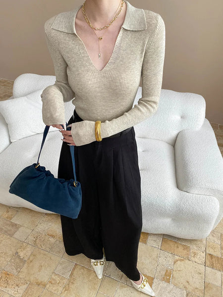 Lightweight travel comfort semi elastic high waist slimming casual wide leg pants