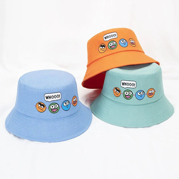 Korean Cute Cartoon Children Bucket Hats Boys Girls Outdoor Sun Hats Kids Caps with Windproof Rope Kids Accessories