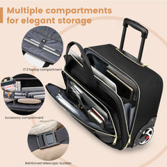 18 Inch Rolling Briefcase Large Capacity Laptop Case Briefcase Wheeled Luggage Bag Suitable For Business Travel Work Waterproof