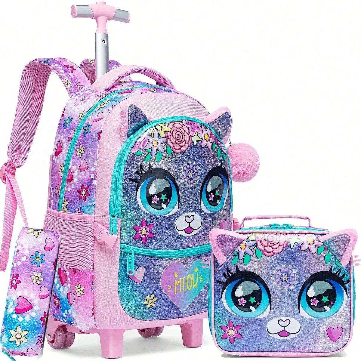 Kids Rolling Backpack with Wheels School Travel Bag