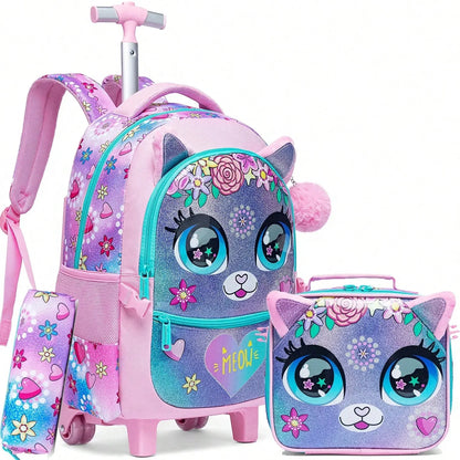 Kids Rolling Backpack with Wheels School Travel Bag