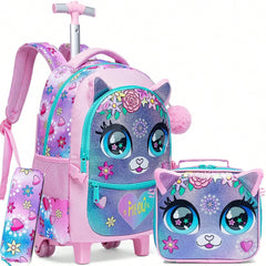 Children's School Bags Kids Rolling Backpack for Girls Luggage Suitcase with Wheels Trolley Wheeled Backpacks for School Travel