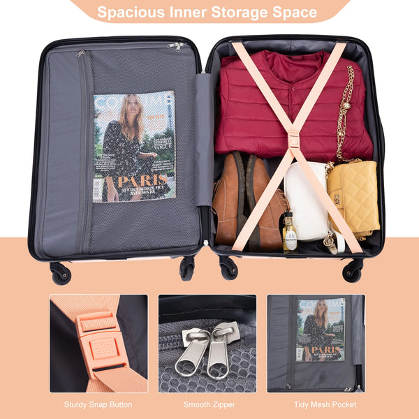 3 Piece Luggage Sets,PC Hardside Suitcase with Expandable,Spinner Wheels, TSA Lock,Carry on Luggage Set