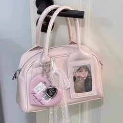 Compact K-pop crossbody bag for petite frames Stylish niche Boston pillow-shaped shoulder bag for women