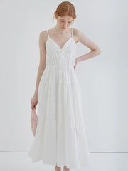Vacation-style White Camisole Dress, Fairy Summer French High-end Sexy Backless Beach Dress