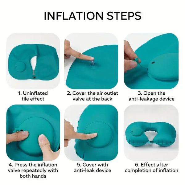Inflatable Portable Neck Pillow U-shaped Pillow That Can Be Stored And Self Filled Suitable For Outdoor Travel Business Trips