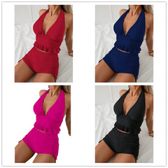 Swimsuit Two Pieces Women Swimwear Shorts Swimsuit Backless Bathing Suit 2025 Ruffle Swimsuit Sexy Brazilian Swimwear Women