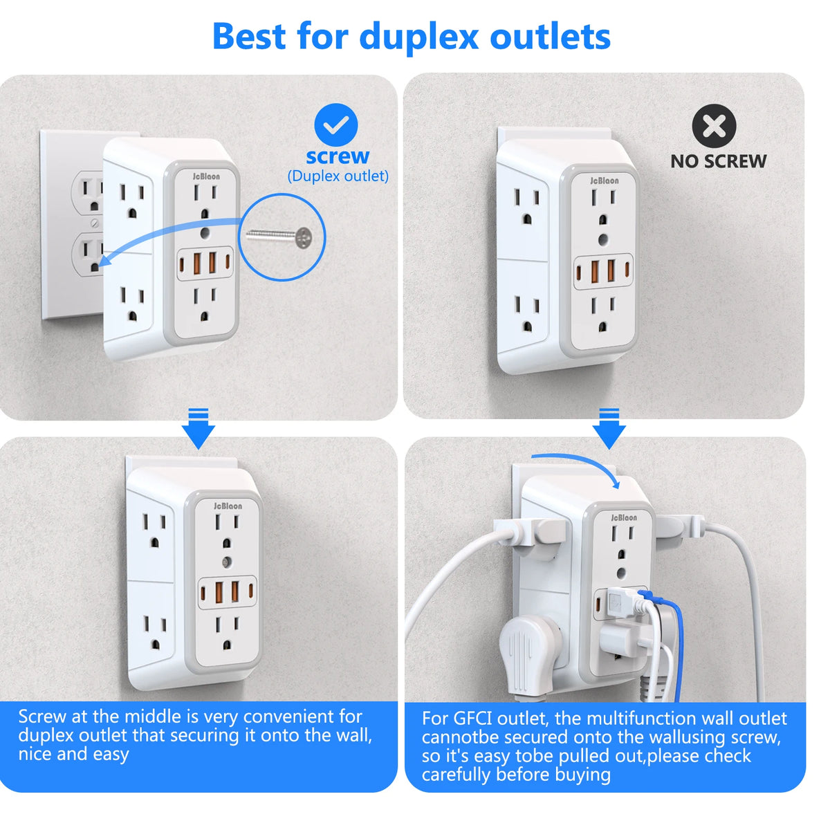 US Multi Socket Wall Outlet Power Strip With USB