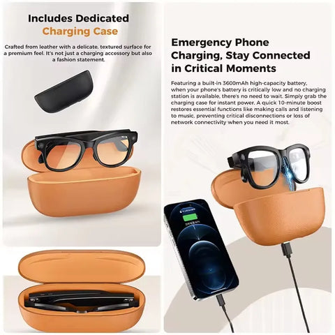 2026 New AI Smart Glasses 800W Camera 4K Ultra HD Video Recording Translation 3600mAh Charging Case AI Conversation 32GB Storage
