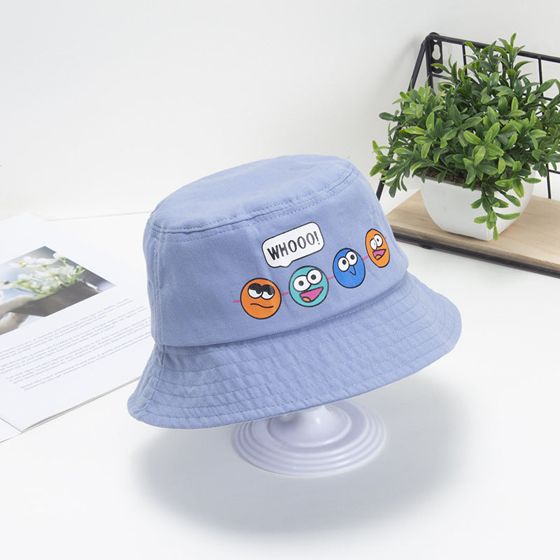 Korean Cartoon Kids Bucket Hat with Windproof Strap