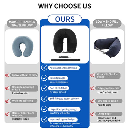 Travel Neck Pillow with Storage Bag for Airplane Travel