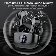 UYUXIO BT5.4 Wireless Ear Buds with LED Display HiFi Stereo Earbuds Headphones with IP7 Waterproof ENC Noise Cancelling Earphone