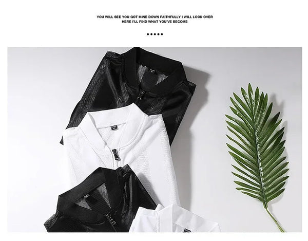 Lightweight Sun Protection Clothing Men's Summer Casual Collar Hollow Breathable Coat Outdoor UV Riding Fishing Skin Windbreaker