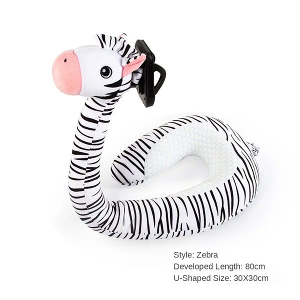 Travel Pillow with Mobile Phone Holder Lazy U-shaped Neck Support Cartoon Pillow with 360 Flexible Rotating Mobile Phone Holder