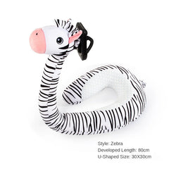 Travel Pillow with Mobile Phone Holder Lazy U-shaped Neck Support Cartoon Pillow with 360 Flexible Rotating Mobile Phone Holder