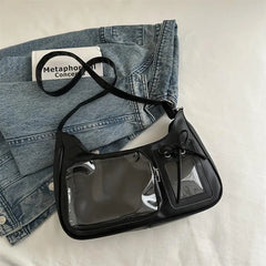 New Transparent Ita Bag School Crossbody Handbag Korean Y2K Pain Shoulder Bag Japanese Designer Preppy Handbag Zippered Bag