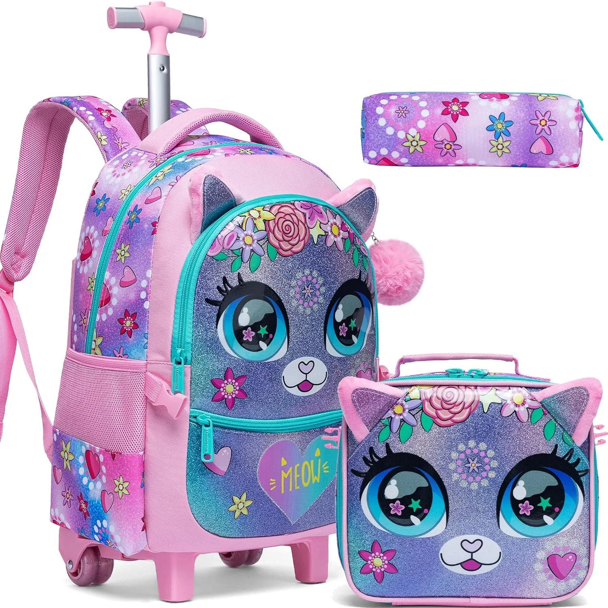 Kids Rolling Backpack with Wheels School Travel Bag