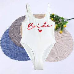 Women Bridal Bathing Suit Team Bride One-Piece Bachelorette Party Shower Hen Party Bridesmaid Swimsuit Girls Wedding Swimwear
