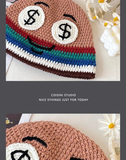 Cute Cartoon Knitted Bucket Hat for Women Men Fashion