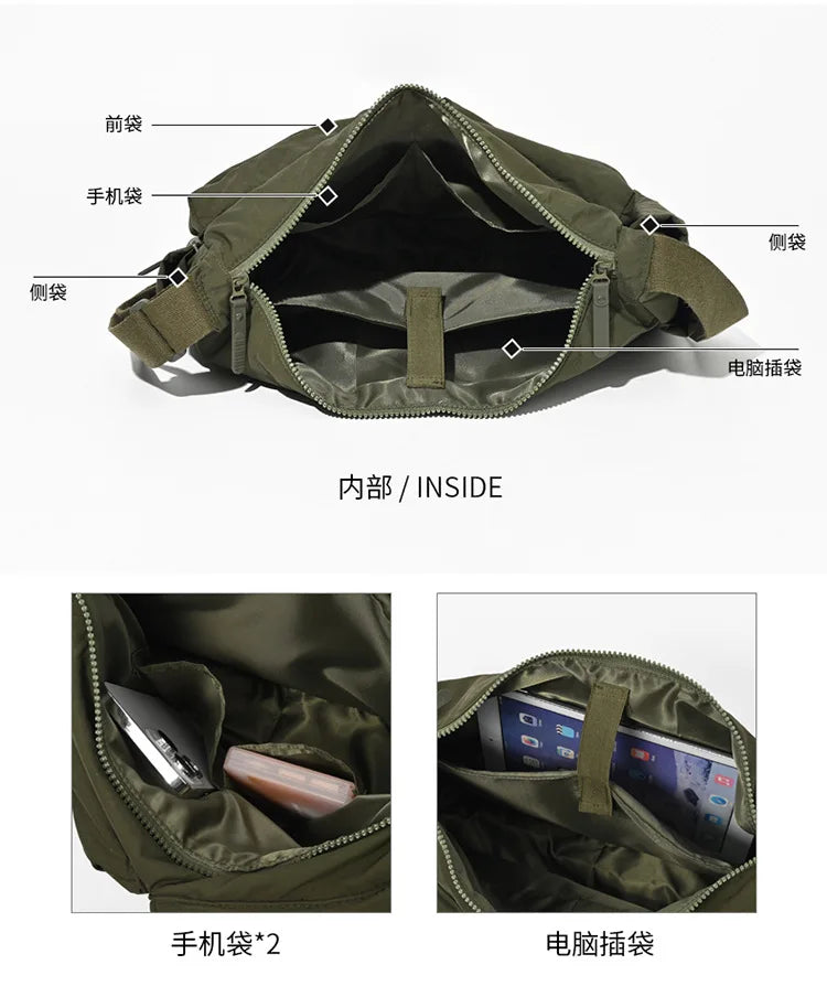Women Multi Pocket Nylon Messenger Shoulder Bag
