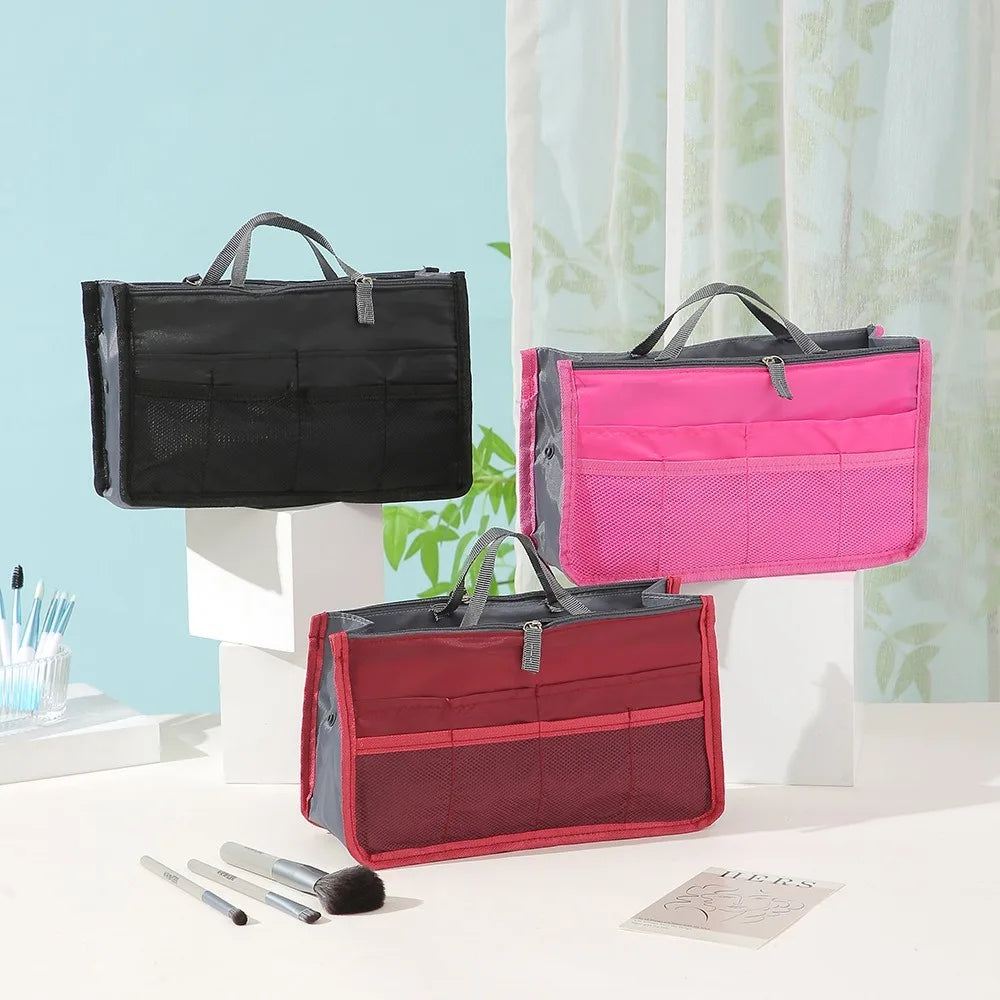 Multi Functional Large Capacity Makeup Bag Portable Double Zipper Toiletries Travel Storage Bag Mommy Bag Multi Pocket Cosmetic
