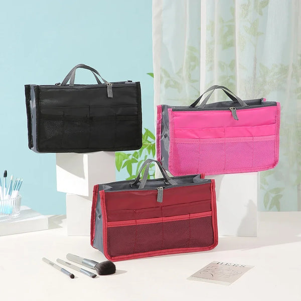 Multi Functional Large Capacity Makeup Bag Portable Double Zipper Toiletries Travel Storage Bag Mommy Bag Multi Pocket Cosmetic