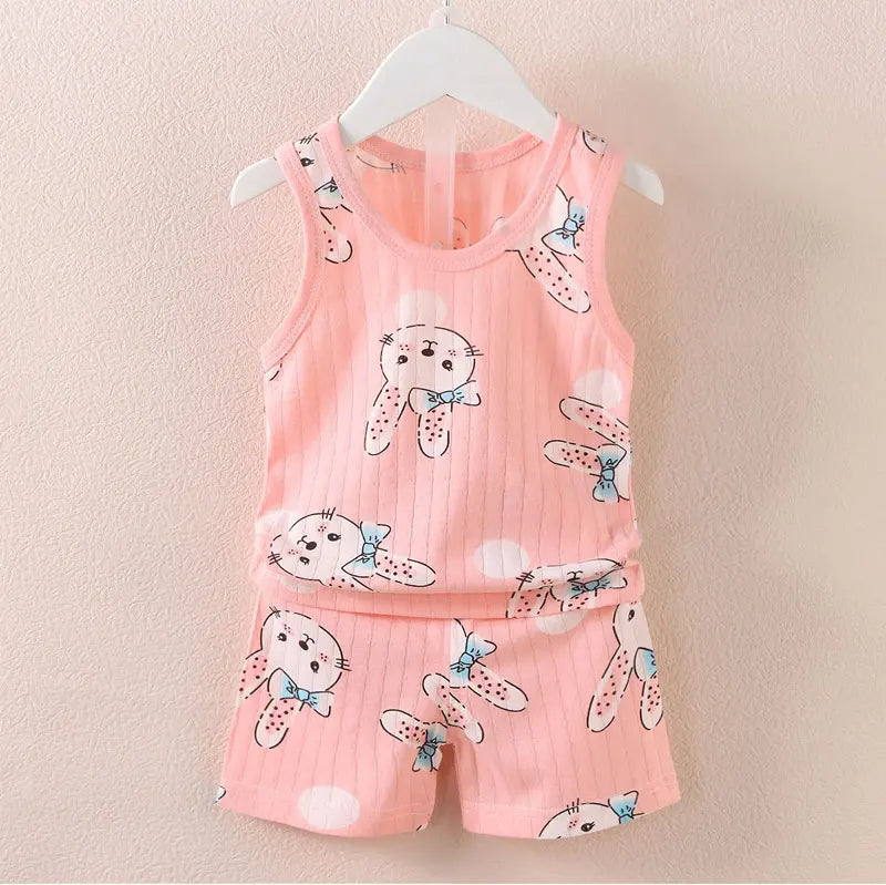 Kids Summer Vest Shorts Set Breathable Baby Clothing