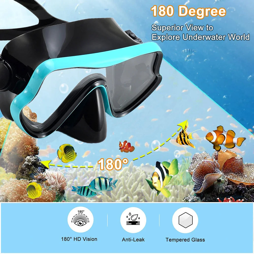 Adult Scuba Diving Mask Snorkel Set Panoramic Gear