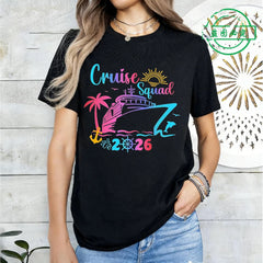 Cruise Squad 2026 Print Tee Shirts Family Birthday Cruise Women's Harajuku T-shirt Short Sleeve Female Clothing Street Tee Tops