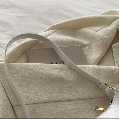 Retro Solid Color PU Leather Shoulder Underarm Bag Women&