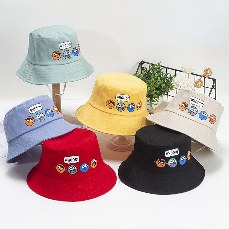 Korean Cartoon Kids Bucket Hat with Windproof Strap