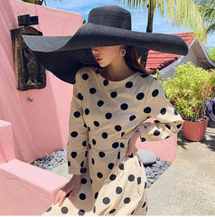 Summer Large Wide Brim Foldable Sun Hats For Women Oversized Sun Shade Hat Travel Straw Hat Lady UV Protection Beach Hat